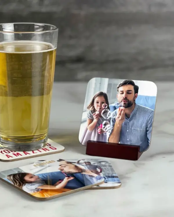 Glasunderlägg med eget motiv, 4-pack